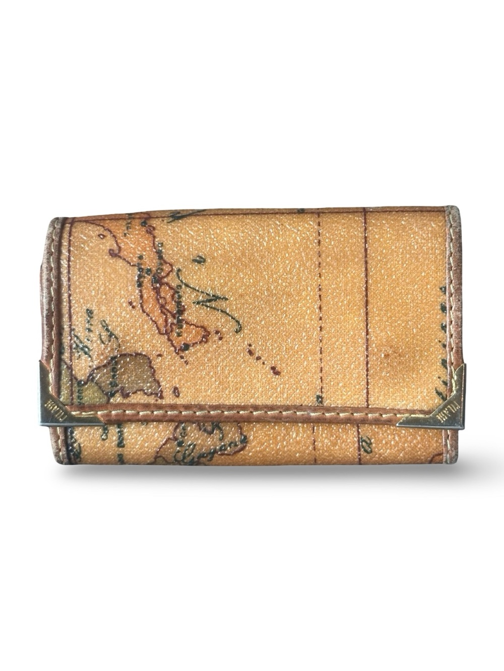 Alviero Martini Map-Print Card & Key Holder - Tan